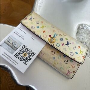 Louis Vuitton Murakami Cream Wallet with Iconic Monogram